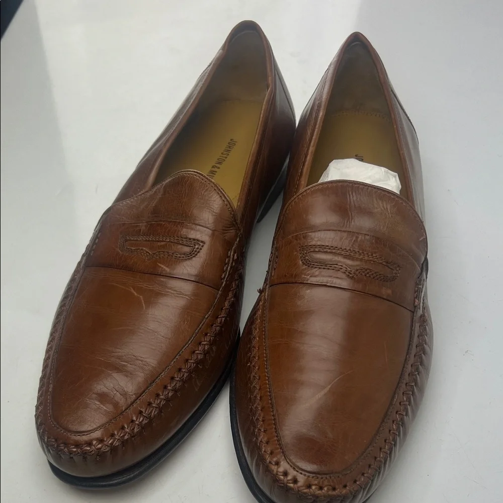 Johnston & Murphy Tan Leather Slip-On Loafers